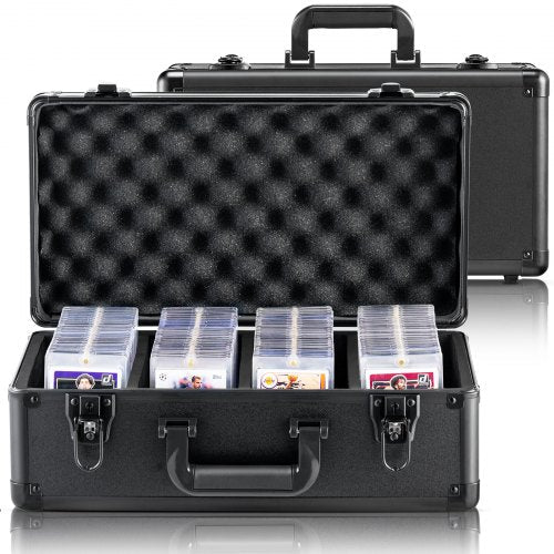 Graded Card Storage Box, 4 Slots, Graded Sports Cards Holder Carrying Case with Key Lock Foam Dividers, for 108 PSA Graded Cards 76 BGS Cards 84 SGC Cards 388 Top Loaders or 999+ Loose Cards