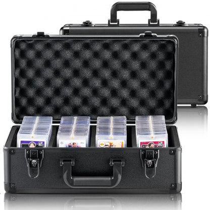 Graded Card Storage Box, 4 Slots, Graded Sports Cards Holder Carrying Case with Key Lock Foam Dividers, for 108 PSA Graded Cards 76 BGS Cards 84 SGC Cards 388 Top Loaders or 999+ Loose Cards